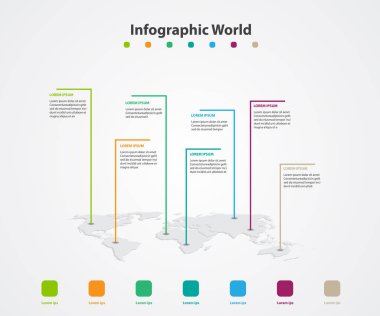 Infographic ülke Dünya Haritası, Uluslararası Dünya bayrakları