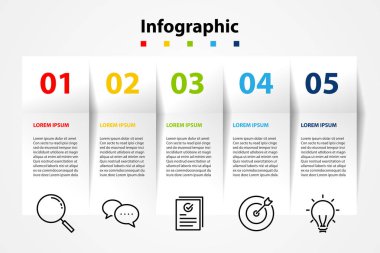 Infographic öğesi tasarım 5 adım, infochart planlama