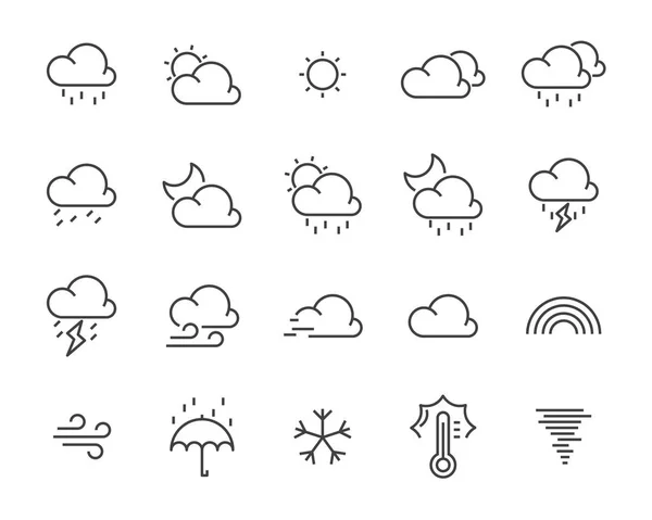 Набор Значков Погоды Таких Облако Солнце Погода — стоковый вектор