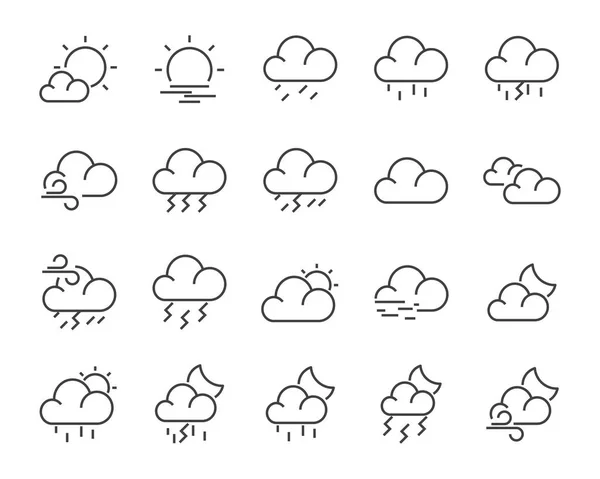 Набор Значков Погоды Таких Облако Солнце Погода — стоковый вектор