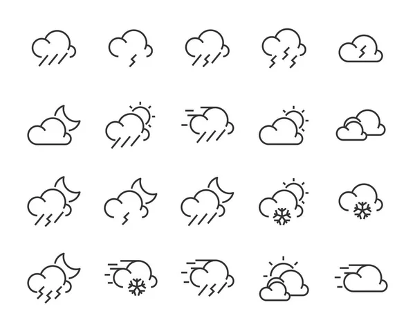 Σύνολο Των Καιρικών Εικονιδίων Όπως Cloud Ήλιος Καιρός — Διανυσματικό Αρχείο