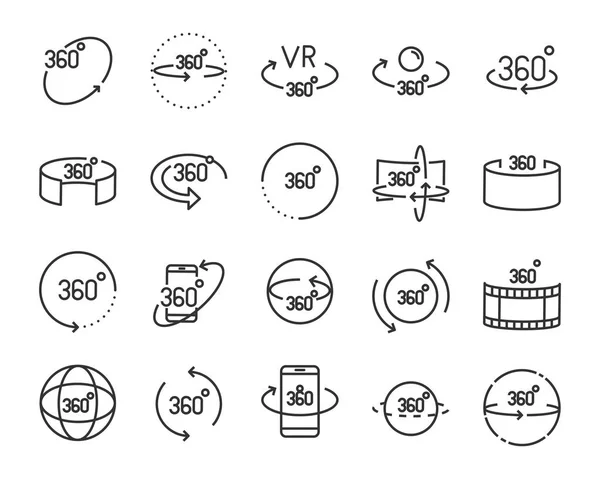 Vector Conjunto Iconos Línea Tales Como 360Degree Gafas Ronda — Vector de stock