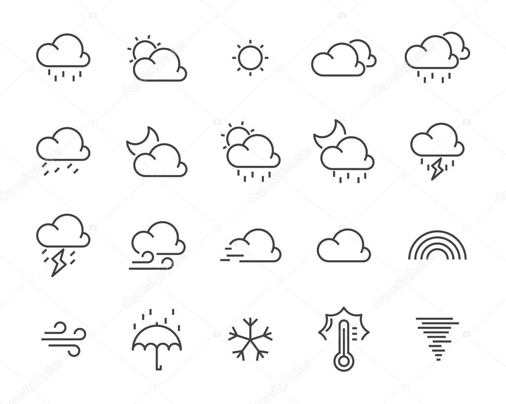 set of weather icon,such as cloud, sun, weather