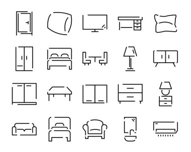 Icons set ev mobilya iç hat