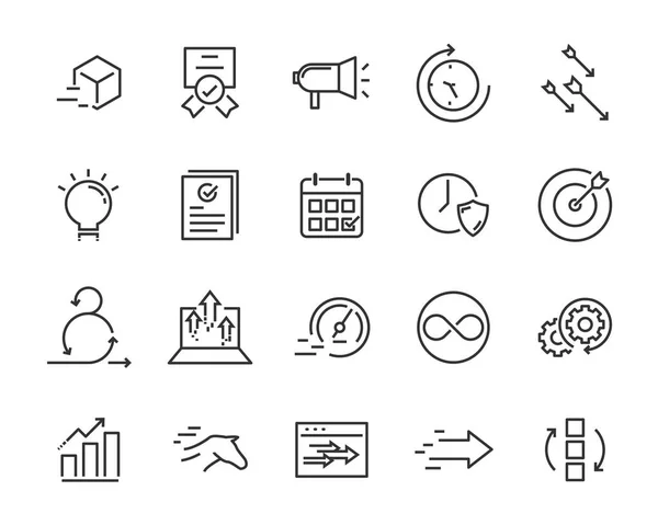 Simple Set Vector Line Icons Contain Lcon Speed Agile Boost — Stock Vector