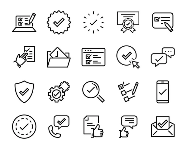Set Checkmark Vector Line Icons Contains Check Document More — Stock Vector