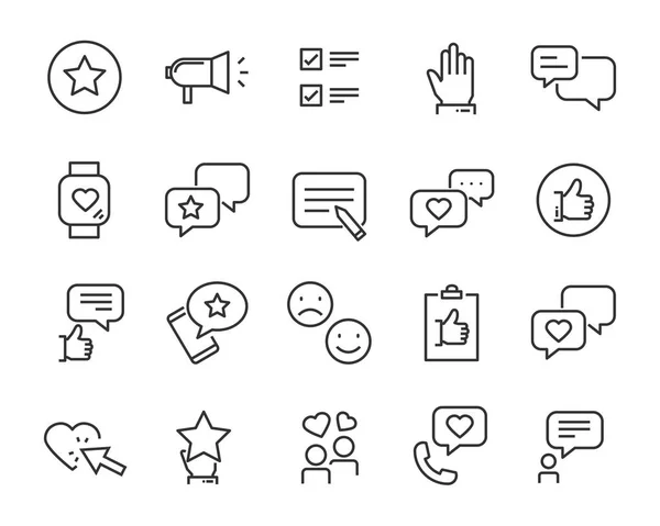 Conjunto Iconos Línea Retroalimentación Tales Como Pregunta Revisión Prueba Aplicación — Archivo Imágenes Vectoriales