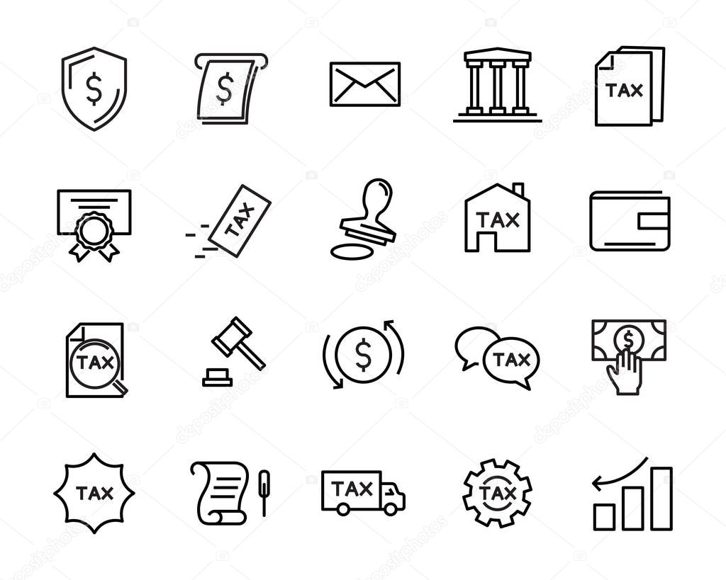 set of money line icons, such as currency, finance, digital, percent
