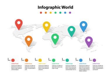 Dünya harita öğesi Infographic, infochart iş bilgi simgesi