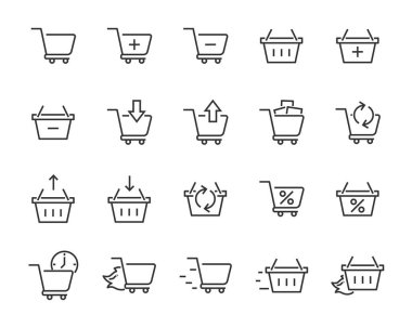 dizi satır simgeler gibi alışveriş, teslimat, Dükkanı, ödeme, e-ticaret