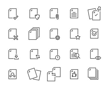 dosyaları, onay işareti, bul, ara, kağıt gibi belge simge kümesi
