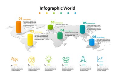 Infographic ülke Dünya Haritası, Uluslararası Dünya bayrakları, kıta arka plan