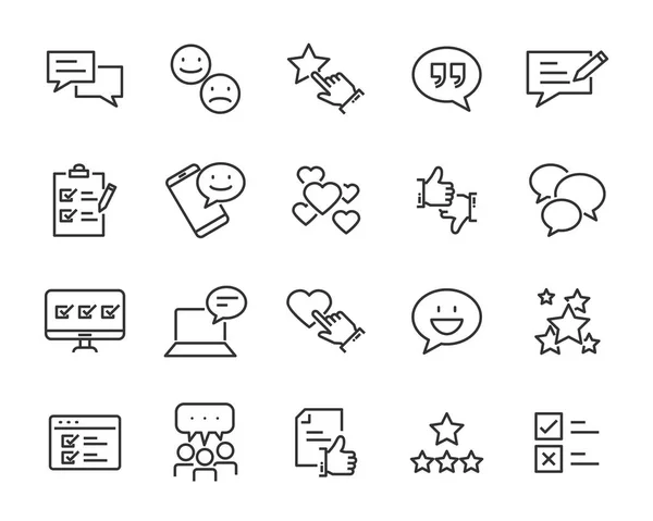 Conjunto Iconos Línea Retroalimentación Tales Como Pregunta Revisión Prueba Aplicación — Archivo Imágenes Vectoriales