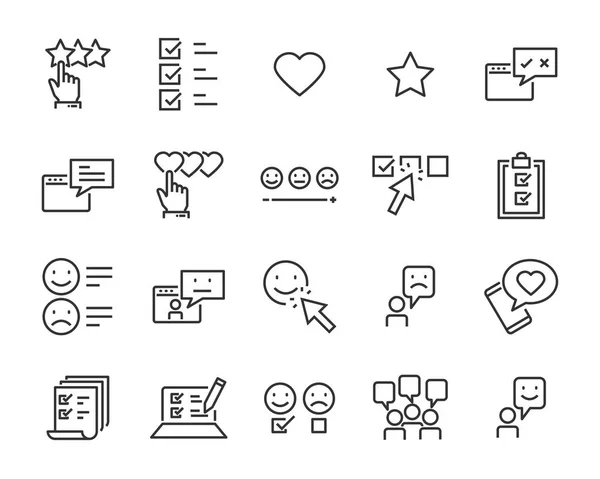 Set Van Feedback Lijn Iconen Zoals Vraag Review Test App — Stockvector