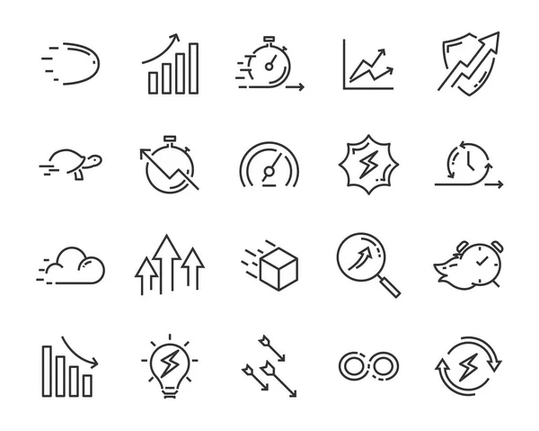 Enkel Uppsättning Vektor Linje Ikoner Innehåller Sådana Lcon Som Hastighet — Stock vektor