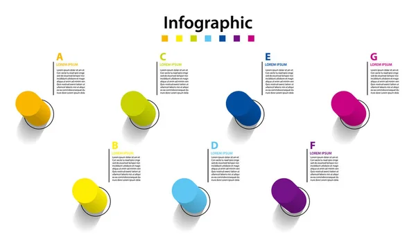 Infographic Elem Design 7Step Infochart Tervezése — Stock Vector