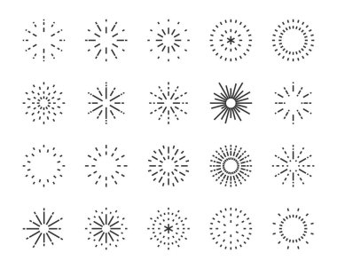 havai fişek satır simge kümesi, mutlu bir yeni yıl havai fişek