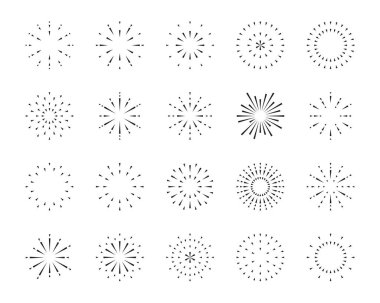 havai fişek satır simge kümesi, mutlu bir yeni yıl havai fişek