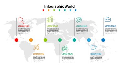 Infographic ülke Dünya Haritası, Uluslararası Dünya bayrakları, kıta arka plan