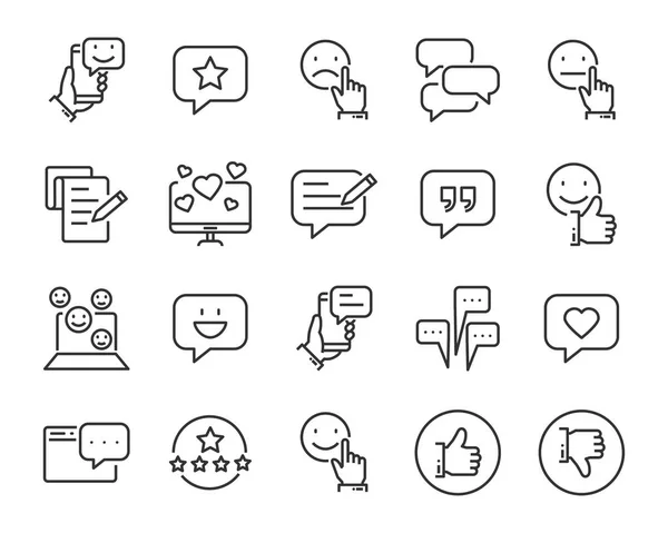 Conjunto Iconos Línea Retroalimentación Tales Como Pregunta Revisión Prueba Aplicación — Archivo Imágenes Vectoriales