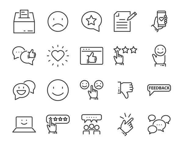 Conjunto Iconos Línea Retroalimentación Tales Como Pregunta Revisión Prueba Aplicación — Archivo Imágenes Vectoriales