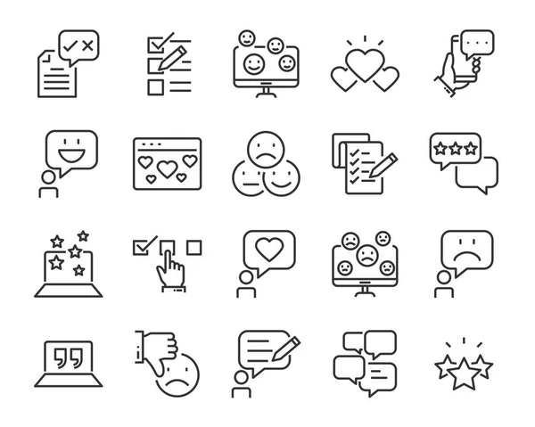 Conjunto Iconos Línea Retroalimentación Tales Como Pregunta Revisión Prueba Aplicación — Archivo Imágenes Vectoriales