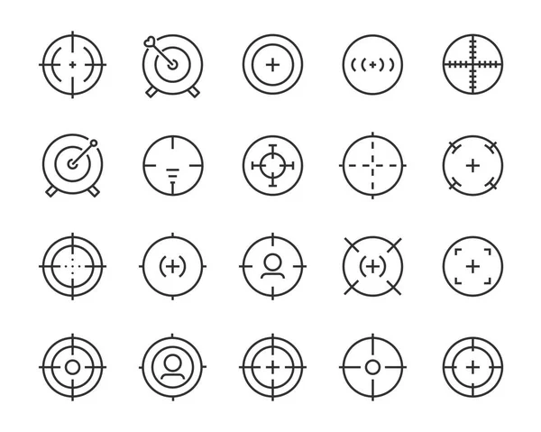 Conjunto Iconos Línea Objetivo Como Búsqueda Empleo Apuntar Flecha — Archivo Imágenes Vectoriales