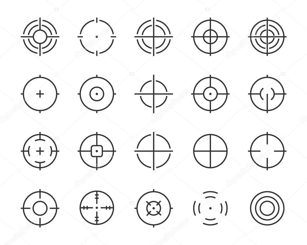 set of target line icons, such as job hunting, aiming, arrow