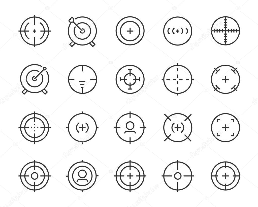 set of target line icons, such as job hunting, aiming, arrow