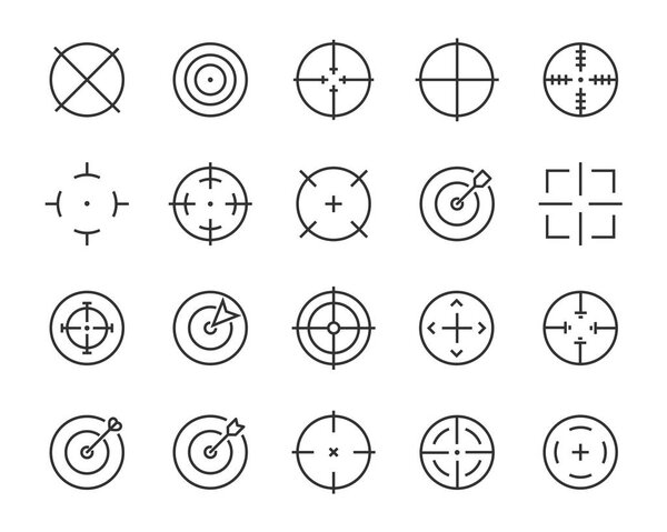 set of target line icons, such as job hunting, aiming, arrow