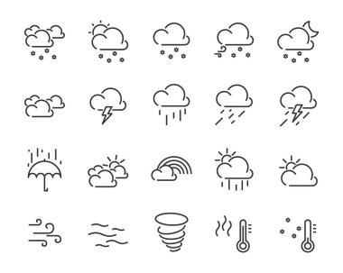 bulut, Güneş, hava durumu gibi hava simge kümesi