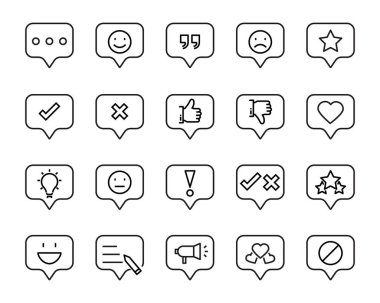 soru, İnceleme, test, app, emoji, anket gibi geri bildirim satırı simgeler kümesi