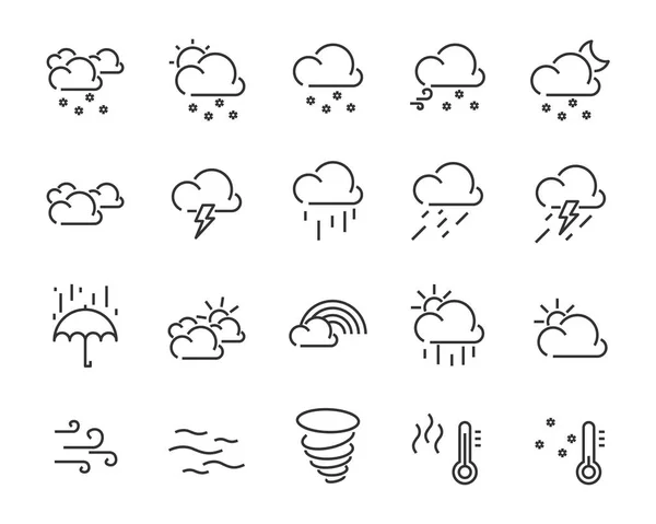 Набор Значков Погоды Таких Облако Солнце Погода — стоковый вектор