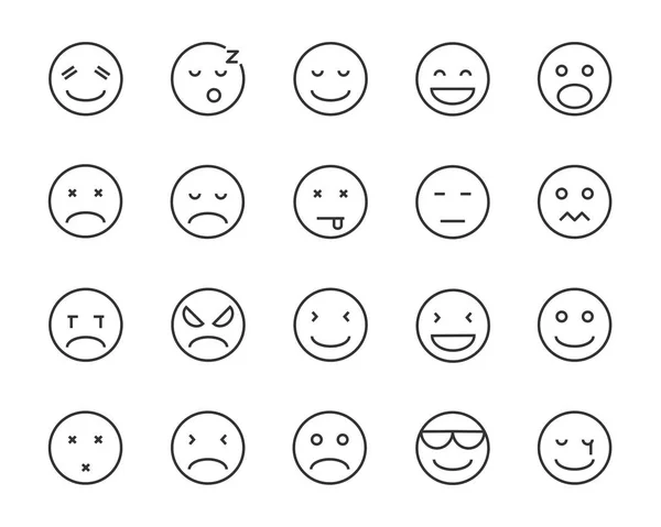 emoji kümesi satır simgeler, mutlu, Uykulu, mood, üzgün, öfkeli gibi vektör, delik, hissediyorum