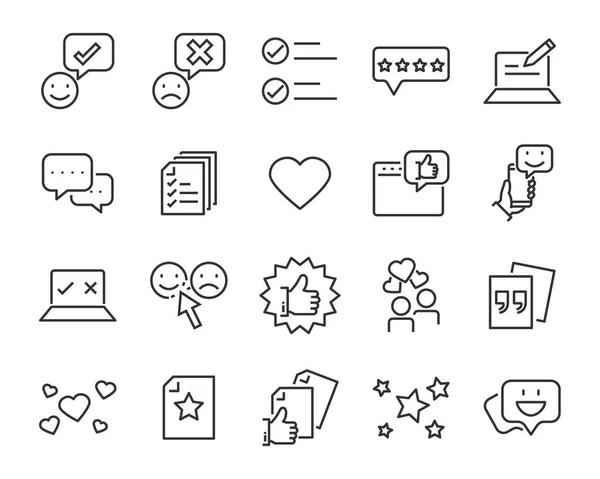 Satz Von Feedbackzeilen Symbolen Wie Frage Bewertung Test App Emoji — Stockvektor
