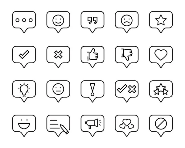 Conjunto Iconos Línea Retroalimentación Tales Como Pregunta Revisión Prueba Aplicación — Archivo Imágenes Vectoriales