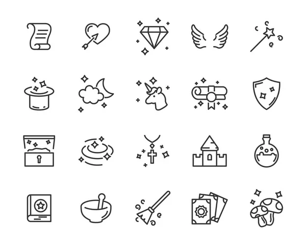 Set Van Fantasie Vector Iconen Magisch Sprookje — Stockvector