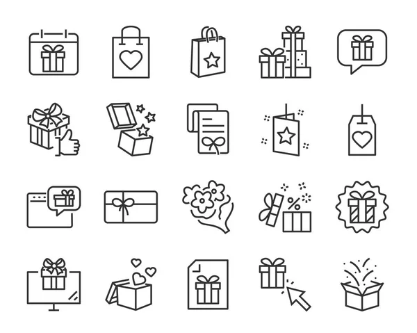 Noël Bonne Année Icônes Cadeau — Image vectorielle