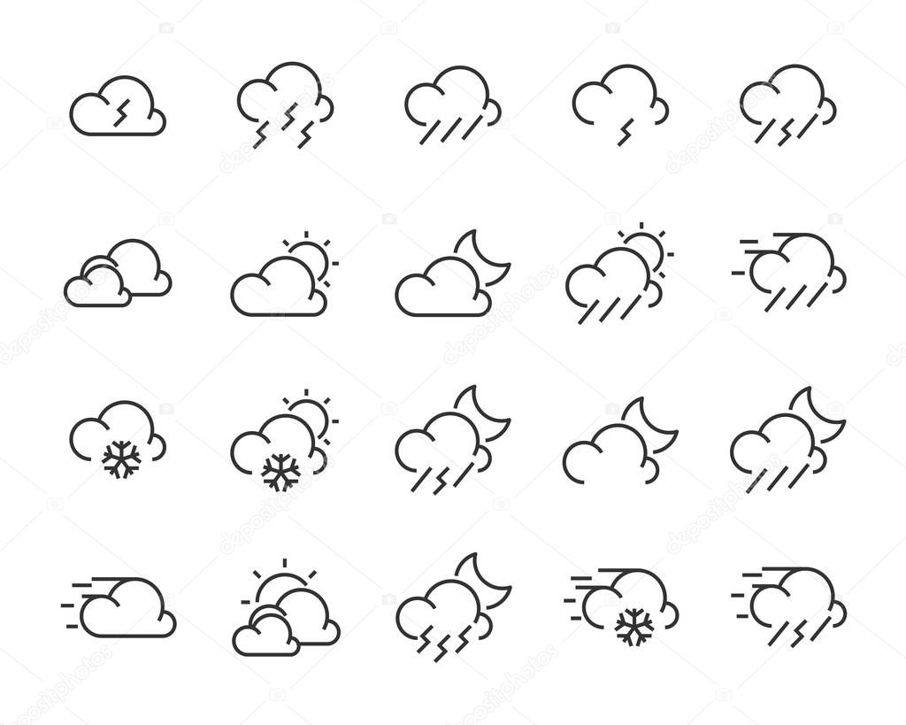 set of weather icon,such as cloud, sun, weather