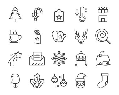 kutusu, Hediyelik, kış gibi chistmas satır simgeler kümesi
