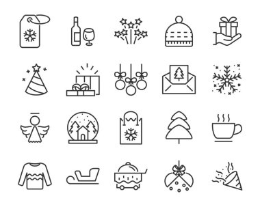 kutusu, Hediyelik, kış gibi chistmas satır simgeler kümesi