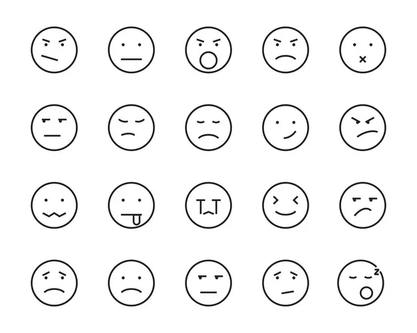 Set Van Emoji Vector Iconen Van Lijn Zoals Happy Sleepy — Stockvector