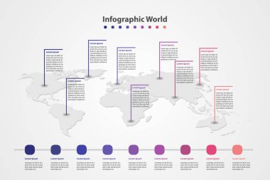 Infographic ülke Dünya Haritası, Uluslararası Dünya bayrakları, kıta arka plan