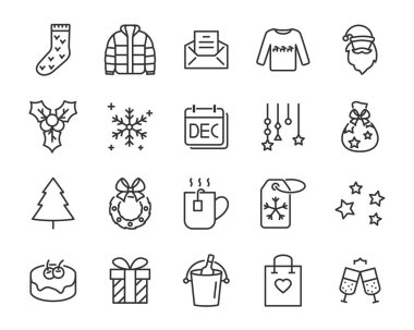 kutusu, Hediyelik, kış gibi chistmas satır simgeler kümesi
