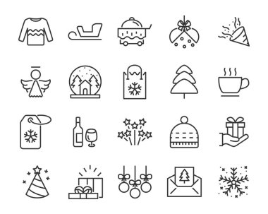 kutusu, Hediyelik, kış gibi chistmas satır simgeler kümesi