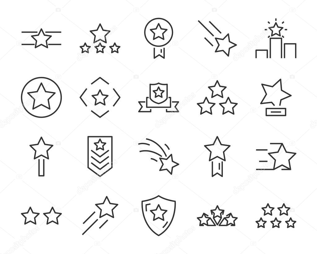 set of star icons, such as celebration, success, glory, sparkle, award, premium