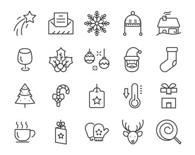 kutusu, Hediyelik, kış gibi chistmas satır simgeler kümesi