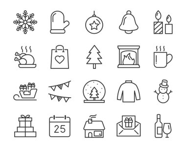 kutusu, Hediyelik, kış gibi chistmas satır simgeler kümesi