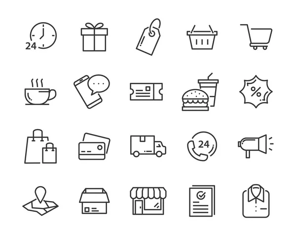 Set Shopping Icons Delivery Commerce Service Price Pay Sale — Stock Vector