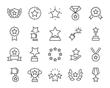 kutlama, başarı, zafer, ışıltı, ödül, prim gibi yıldız simgeler kümesi